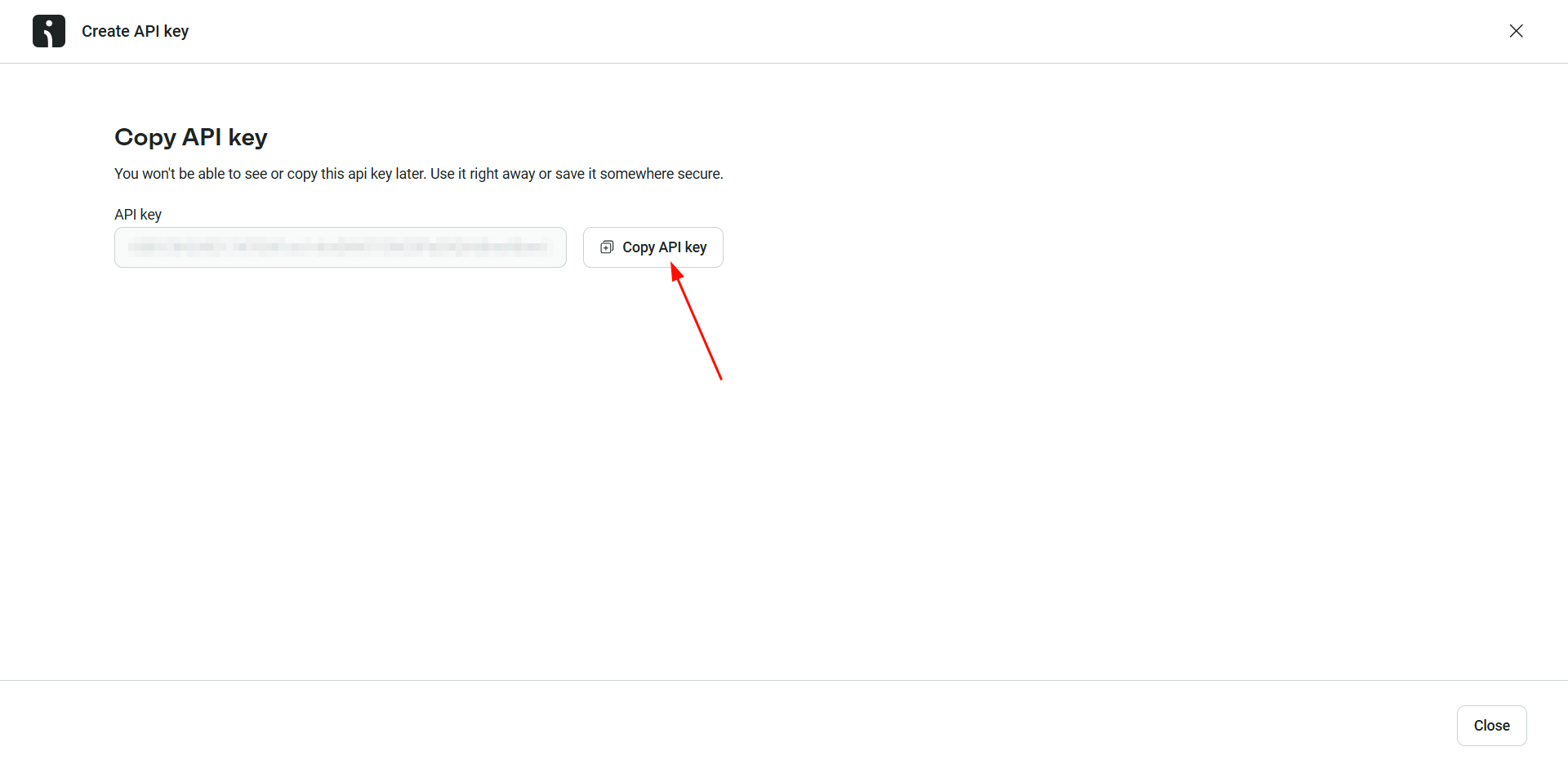 Copy the API key