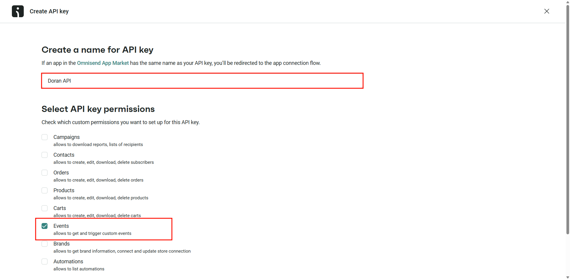 Create the API key