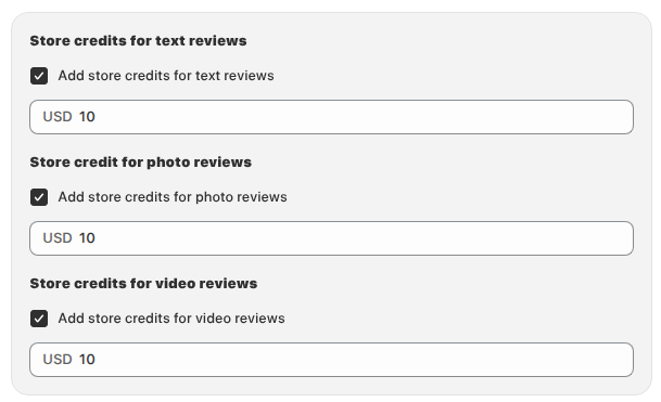 Customize the store credit
