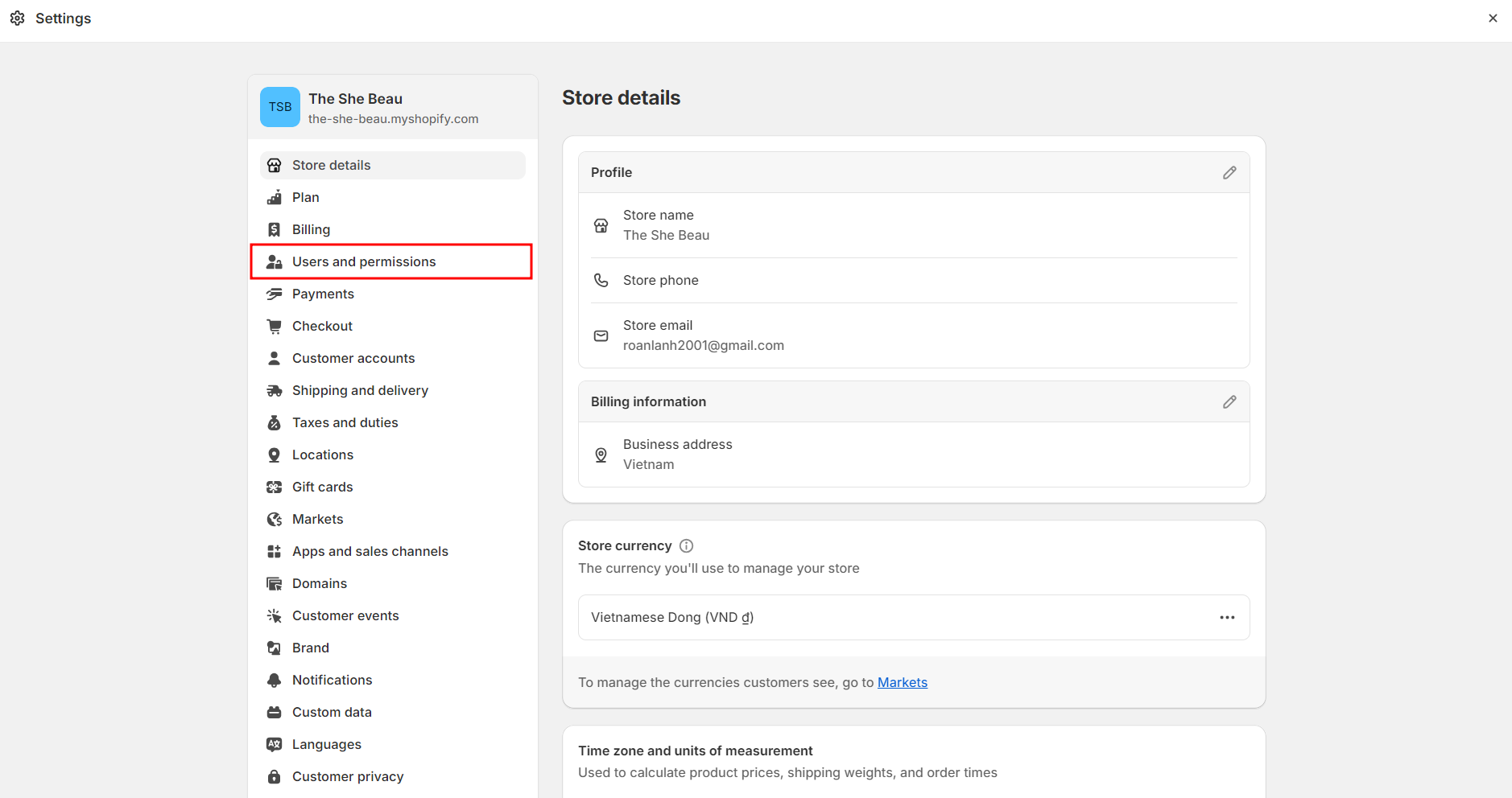 Click Users and permissions