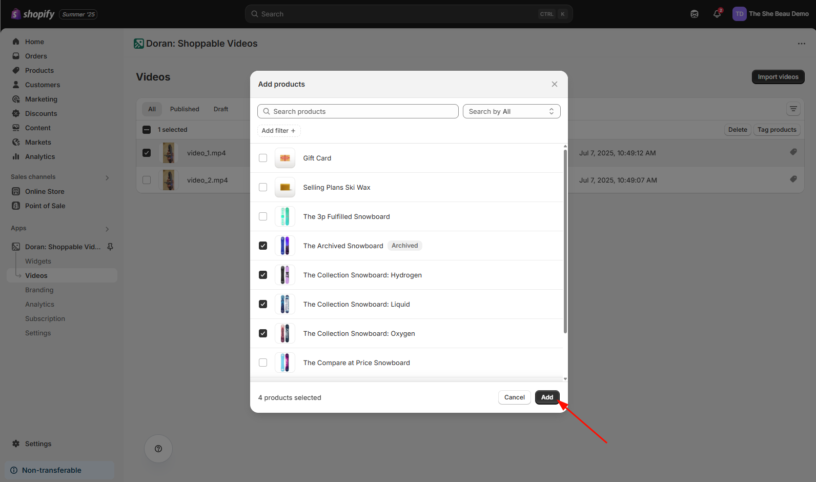Tag products to a single video
