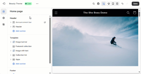 Activate app embed