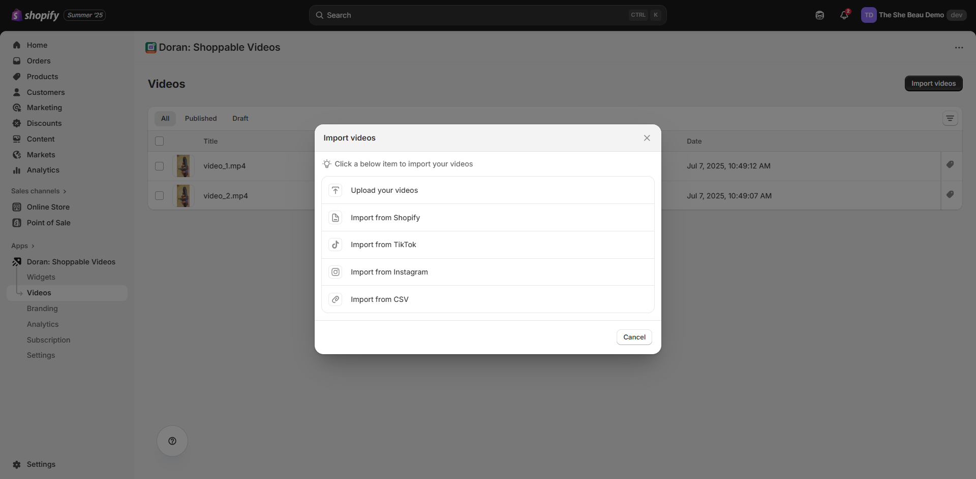 Import your videos